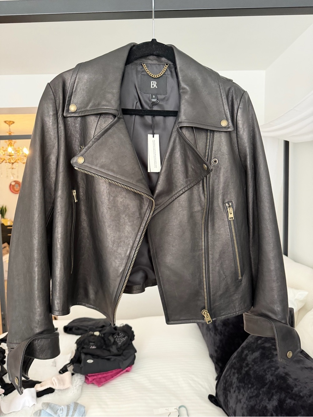 Collection B Dark Black Leather Asymmetrical Moto Jacket